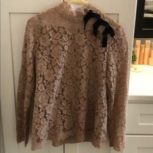 J. Crew mock neck lace blouse size 8